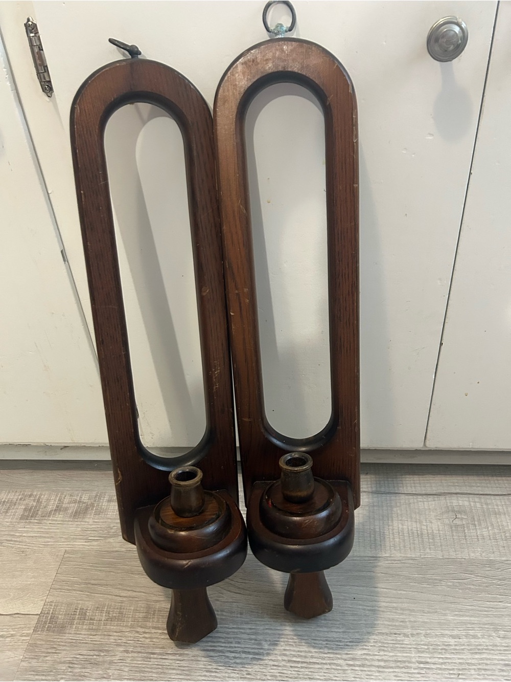 Wooden Wall Candle Sconces - Brown